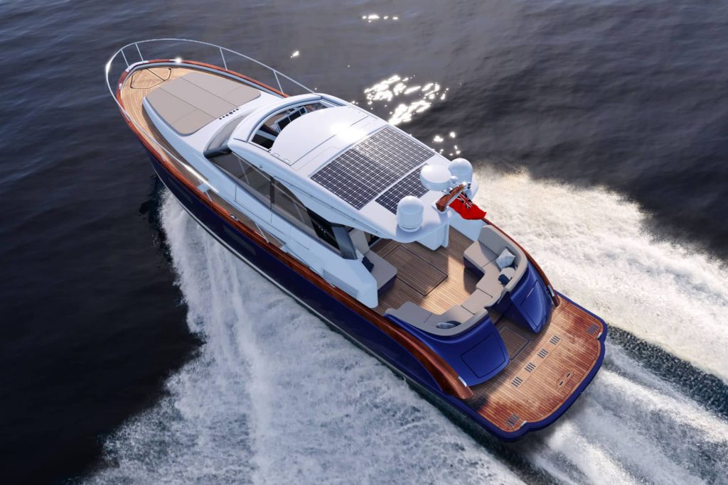 Rustler 41 motor yacht - view from above, with sunroof